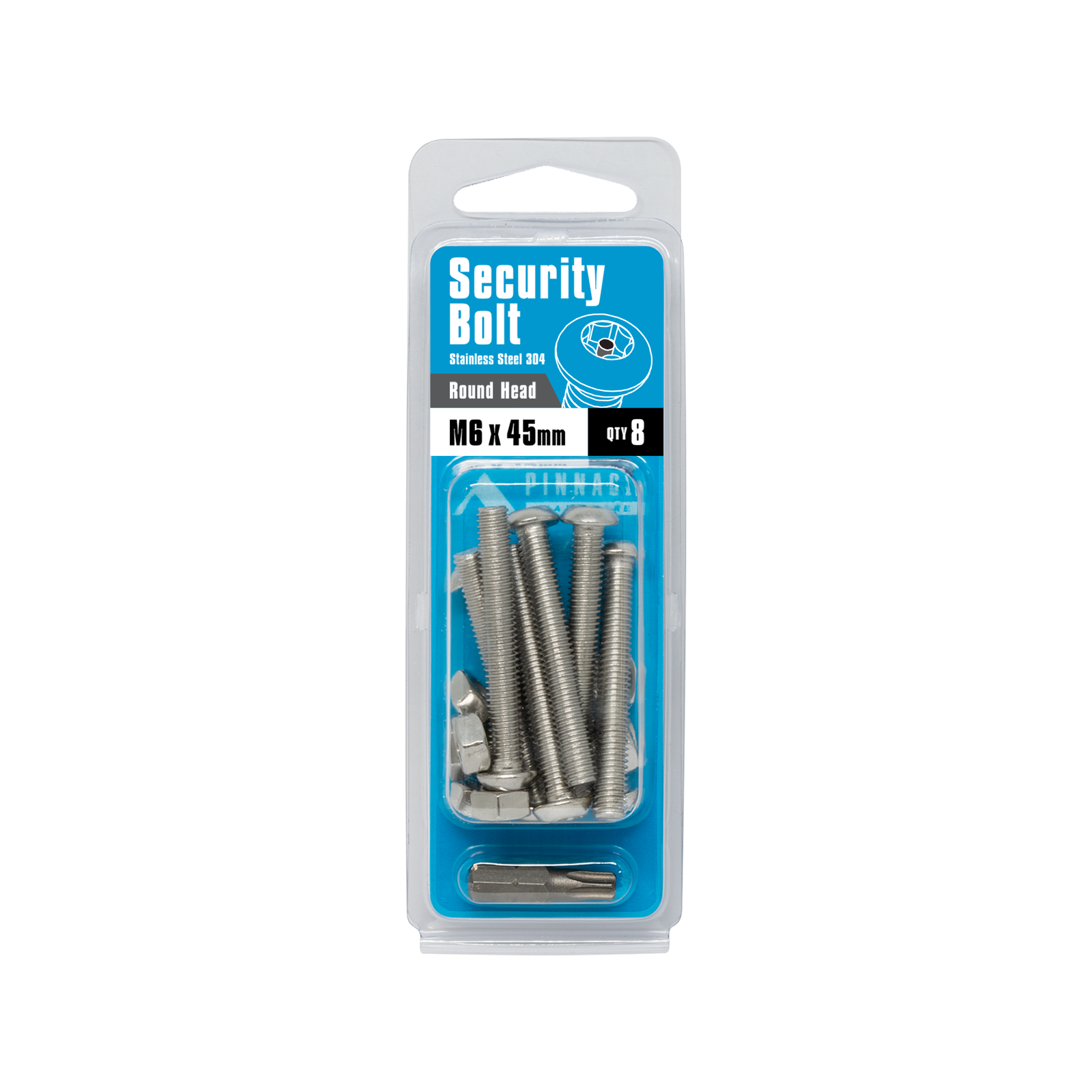 Pinnacle M6 x 45mm Stainless Steel 304 Security Bolts - 8 Pack