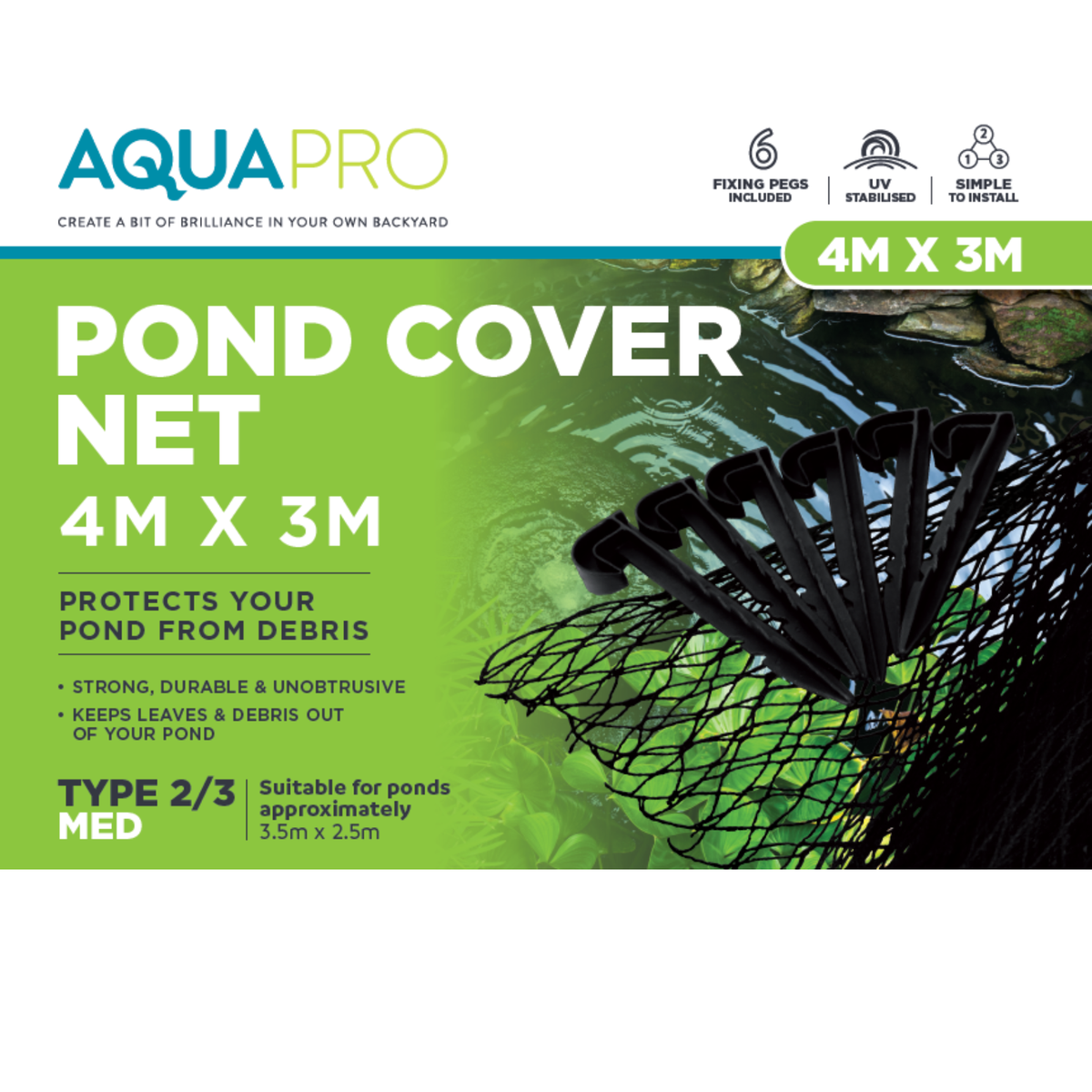Aquapro 4 x 3m Black Pond Cover Net