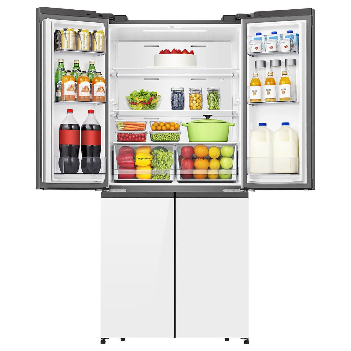 Hisense 483L PureFlat French Door Fridge - White Glass - 4.5 Star Energy Rating - HRCD483G