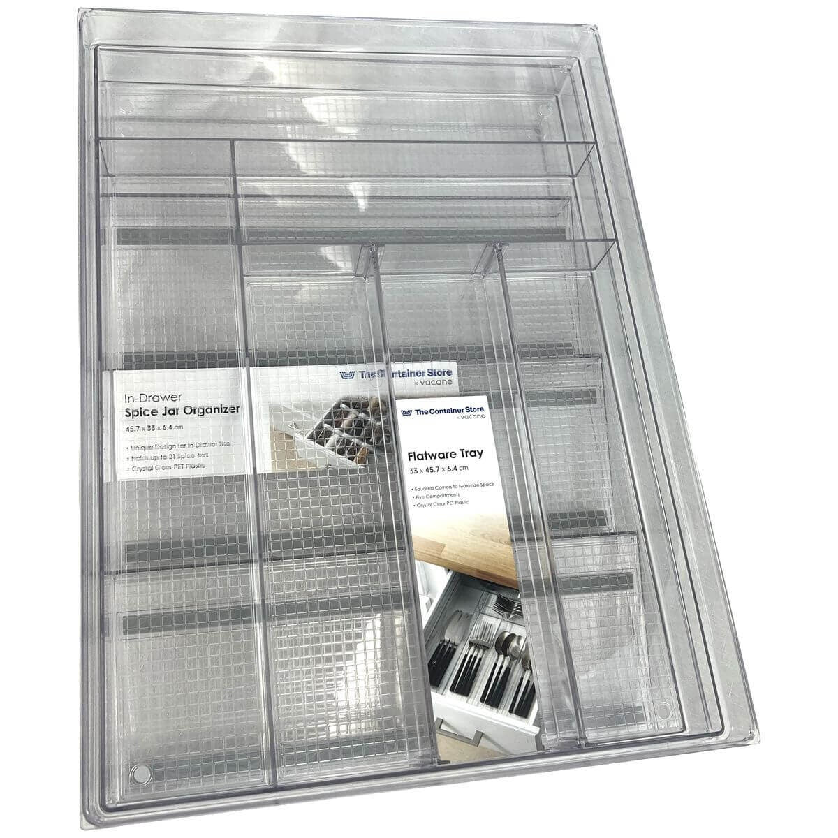 The Container Store 2 piece kitchen drawer pack 2 - Cutlery tray and spice jar organiser - VTCS-DRAW-P2