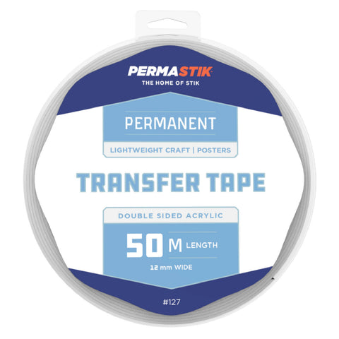 Permastik 50m x 12mm Double Sided Clear Acrylic Craft Tape Indoor