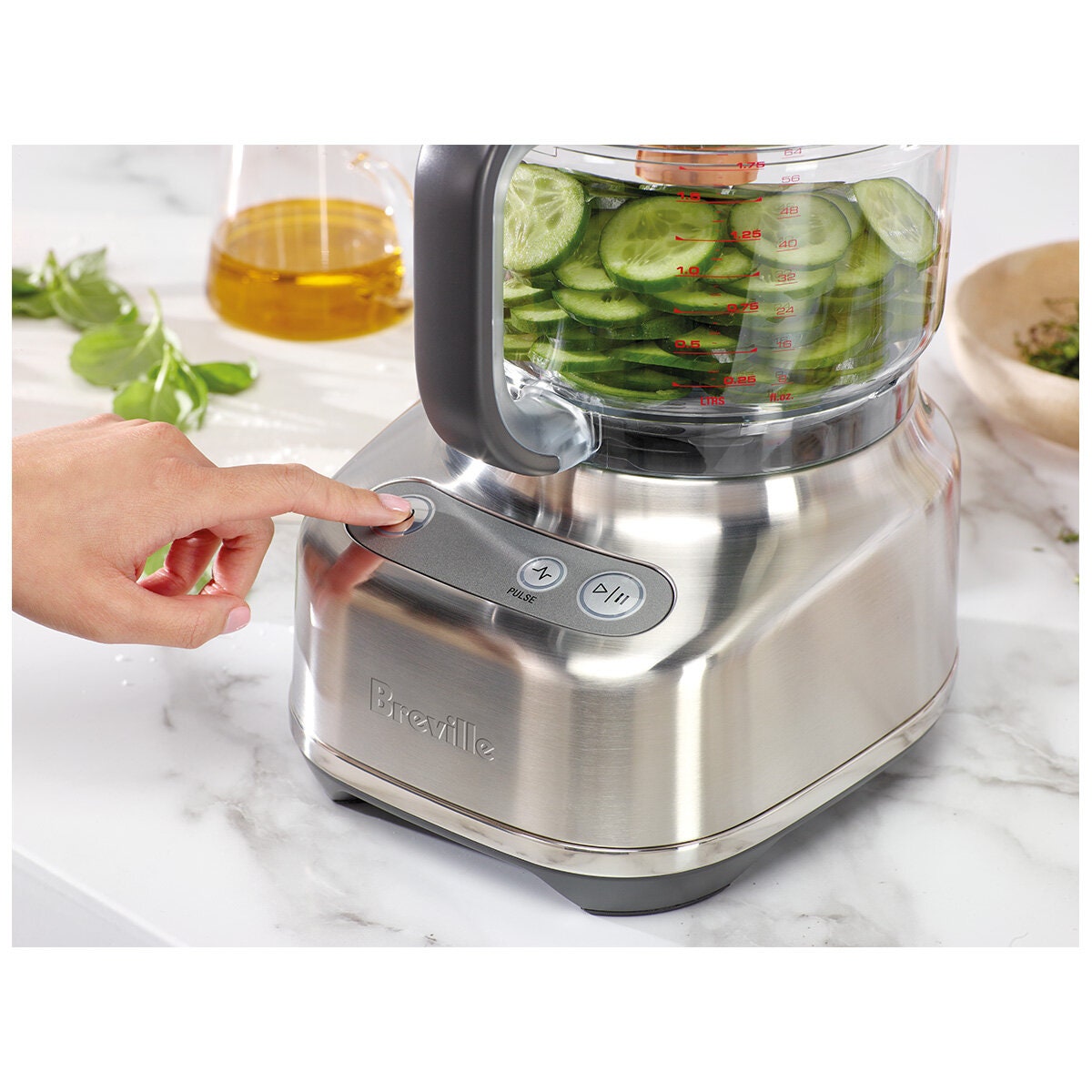 Breville the Kitchen Wizz 9 food processor - 605W, brushed stainless steel, 120mm feed chute - BFP610BSS