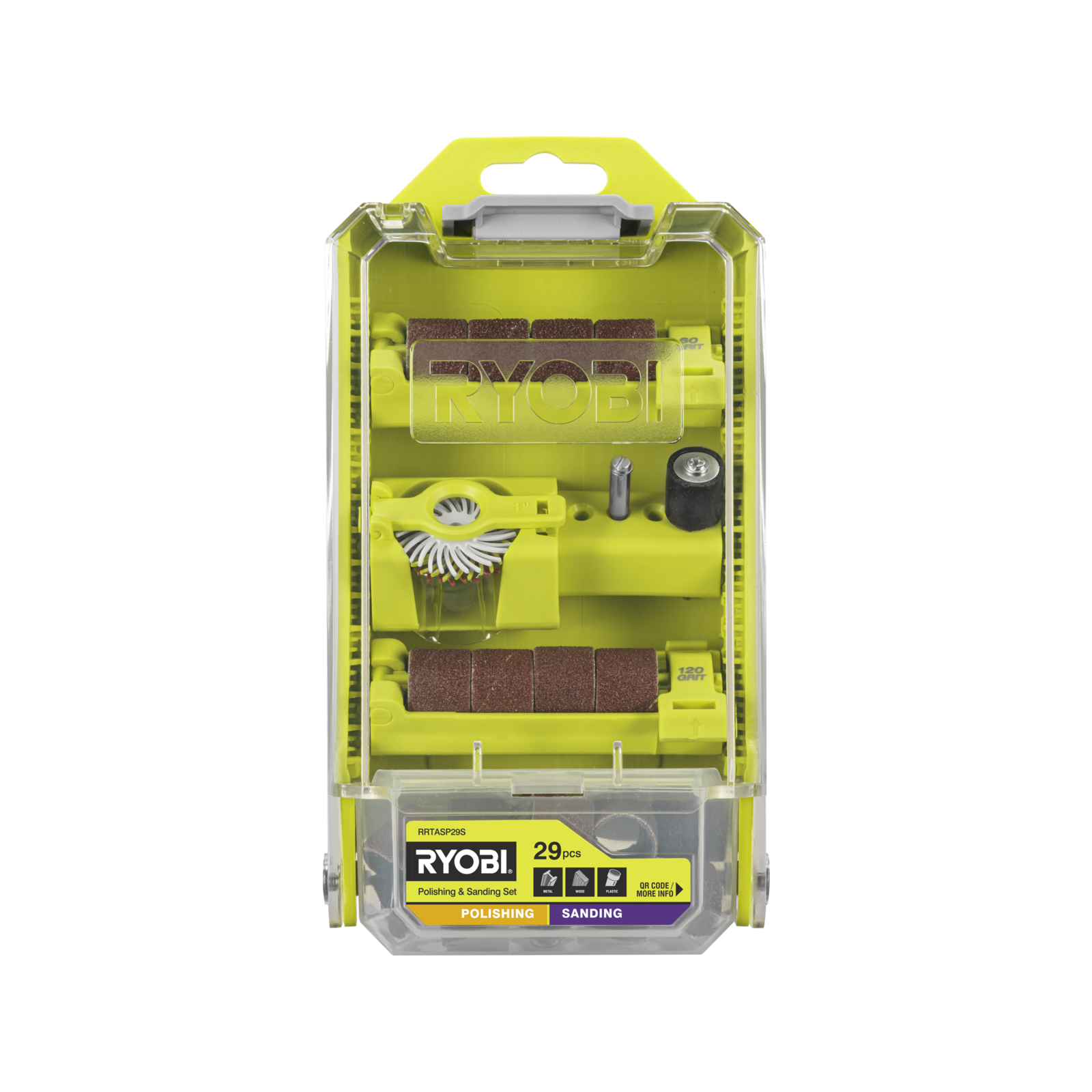 Ryobi Polishing and Sanding Set - 29 Piece (60, 120, 240 Grit Bands and Discs)