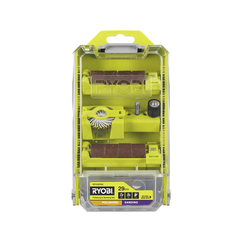 Ryobi Polishing and Sanding Set - 29 Piece (60, 120, 240 Grit Bands and Discs)