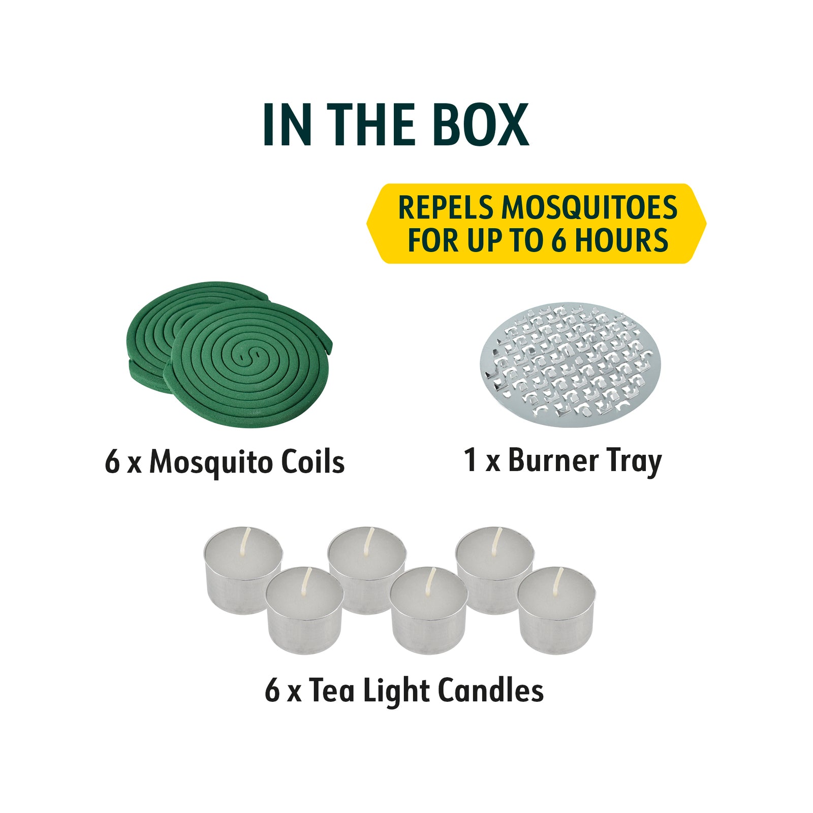 Bite Shield Mosquito Coil Diffuser Refills, 6 Coils & 6 Candles, Outdoor, BSH401