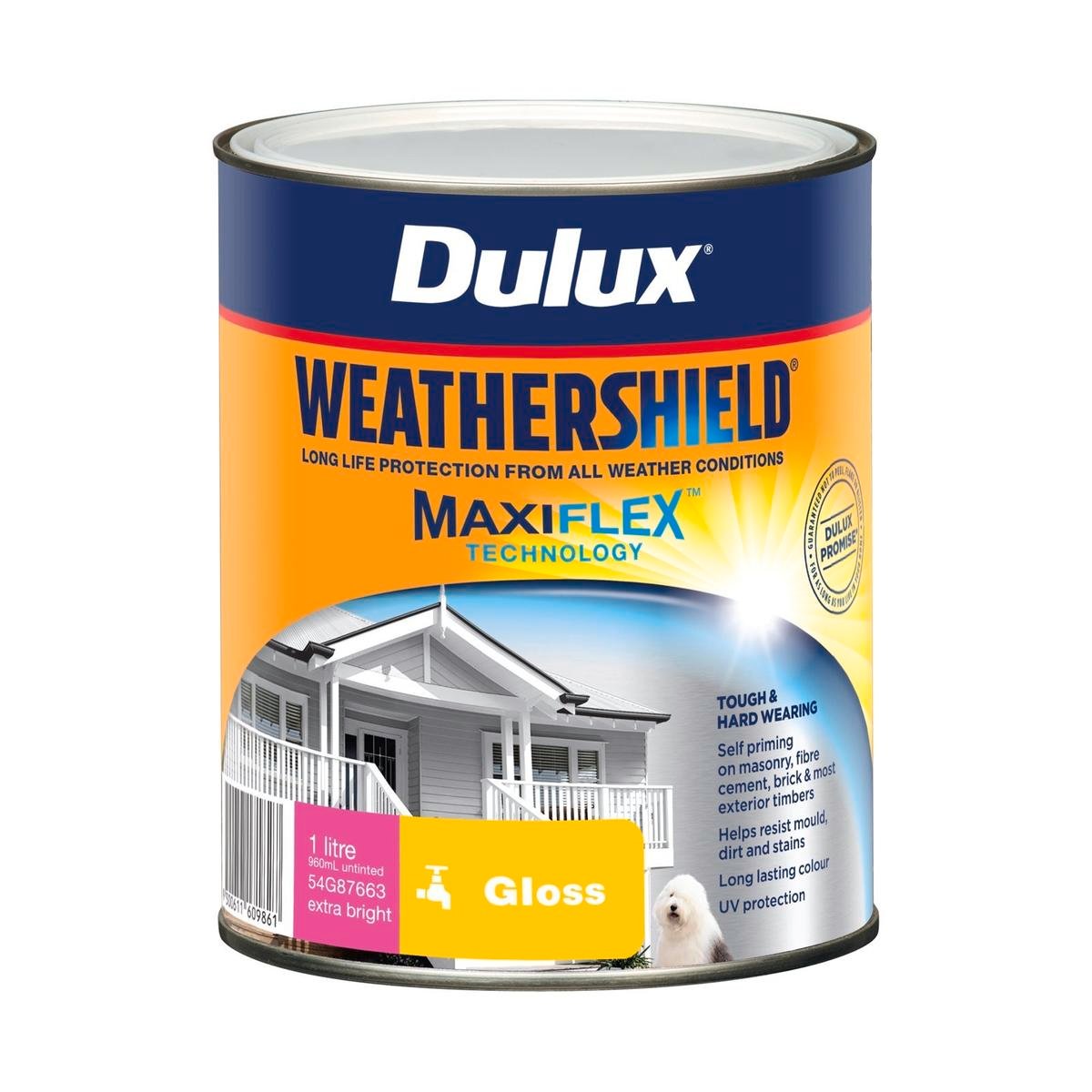 Dulux Weathershield Exterior Paint - 1L - Extra Bright Gloss - 110mm x 137mm x 110mm - SuperSaverAU - view 1
