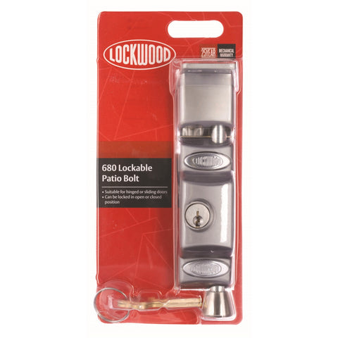 Lockwood 680 Satin Chrome Zinc Alloy Patio Bolt