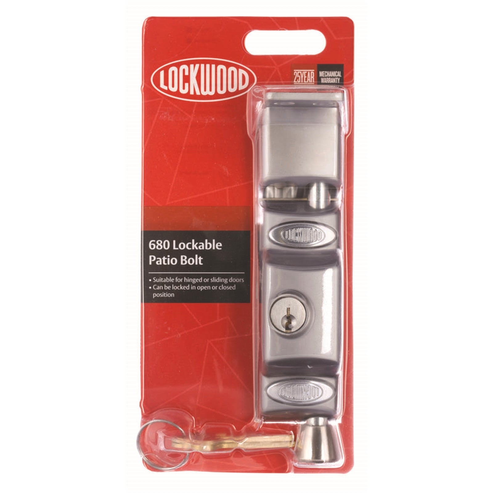 Lockwood 680 Satin Chrome Zinc Alloy Patio Bolt