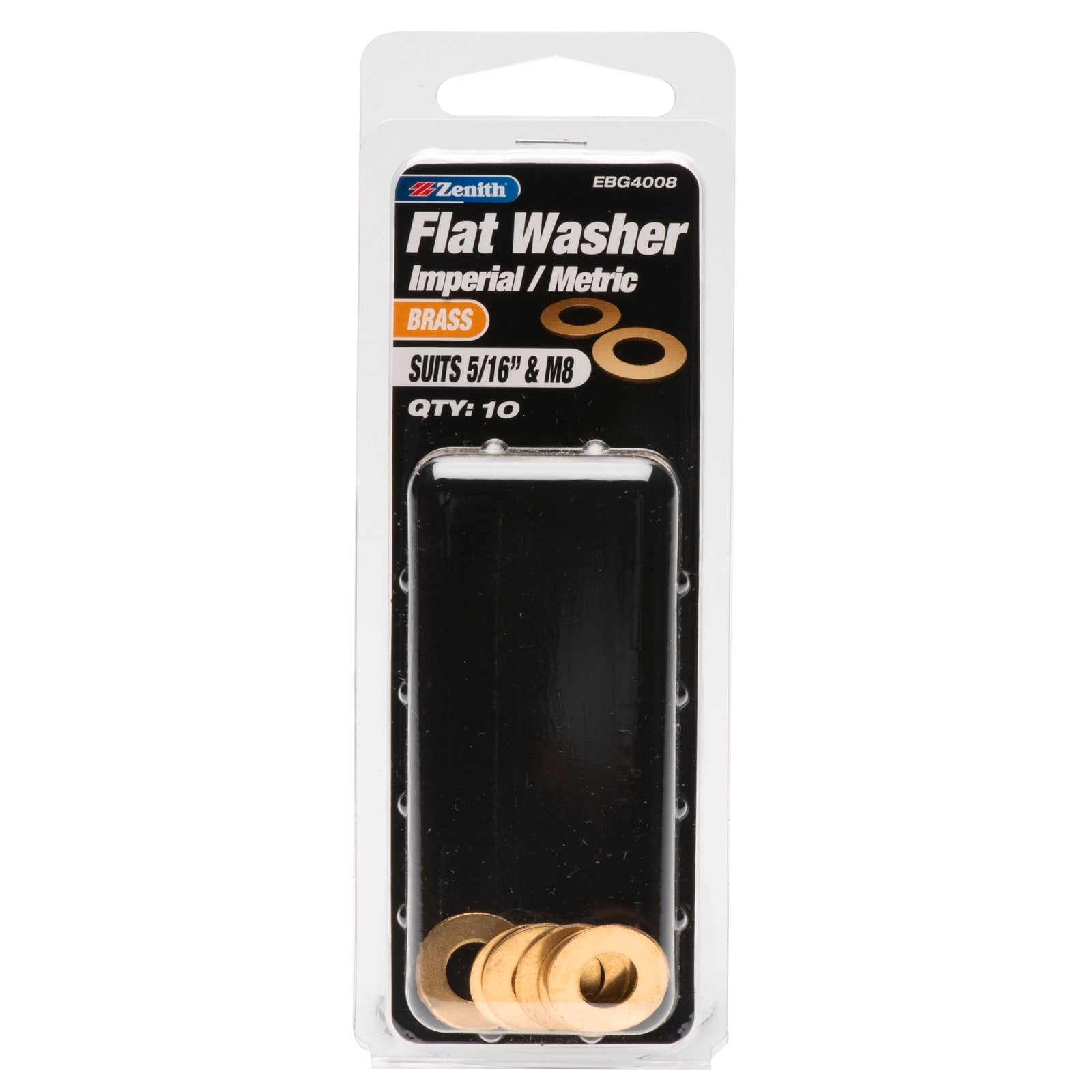 Zenith 5/16" M8 Solid Brass Flat Washers - 10 Pack