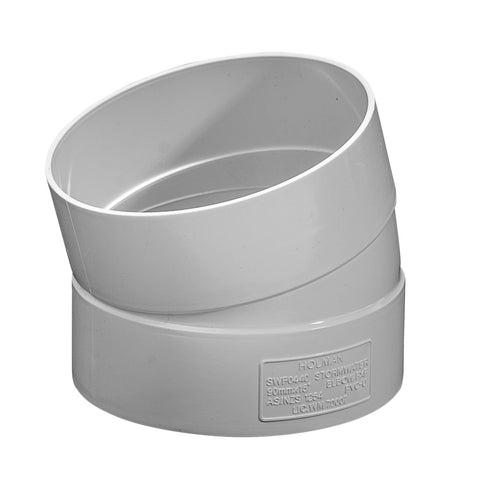 Holman 90mm 15° Female-Female PVC Stormwater Plain Elbow, White Pipe Bend