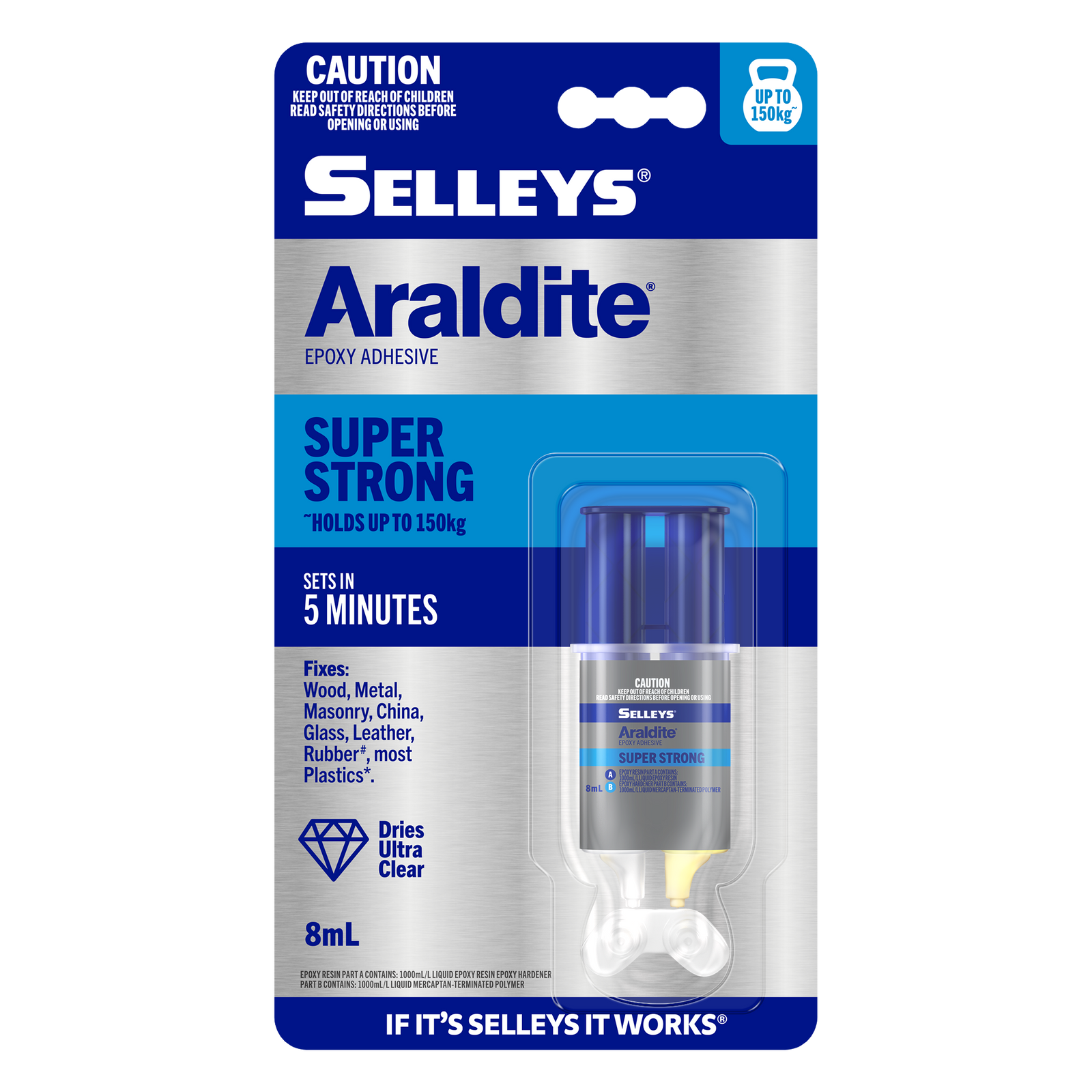 Selleys Araldite 8ml Super Strong 5 Minute Epoxy Adhesive, Clear