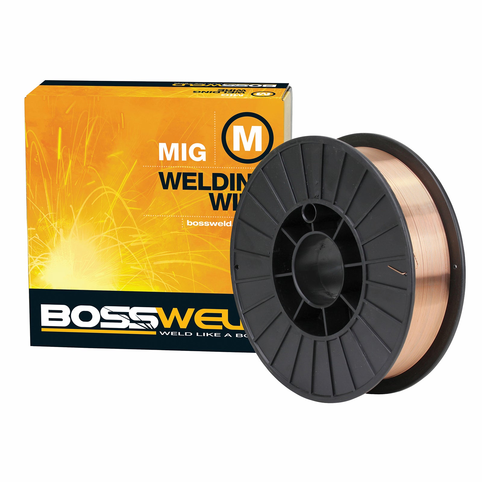 Bossweld 0.9mm x 5.0kg Mild Steel S6 MIG Wire - Copper Coated Bulk Spool