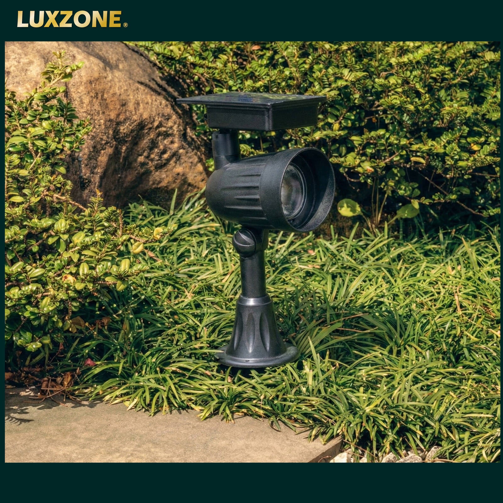 Luxzone 35cm 60lm Aluminium LED Solar Pathway Light, Adjustable Head, Weather Resistant