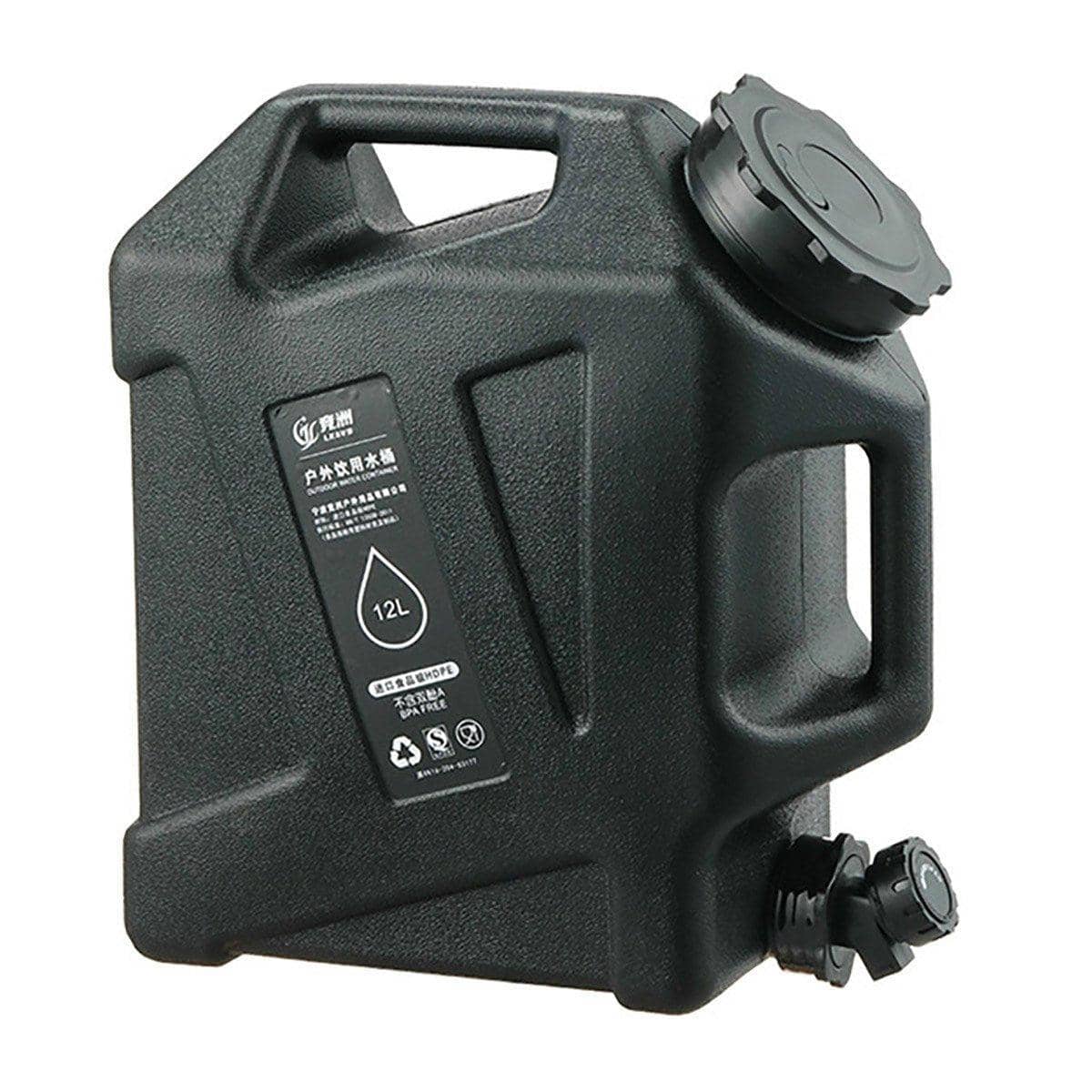 12L Portable Camping Water Storage Bucket Tank - Black