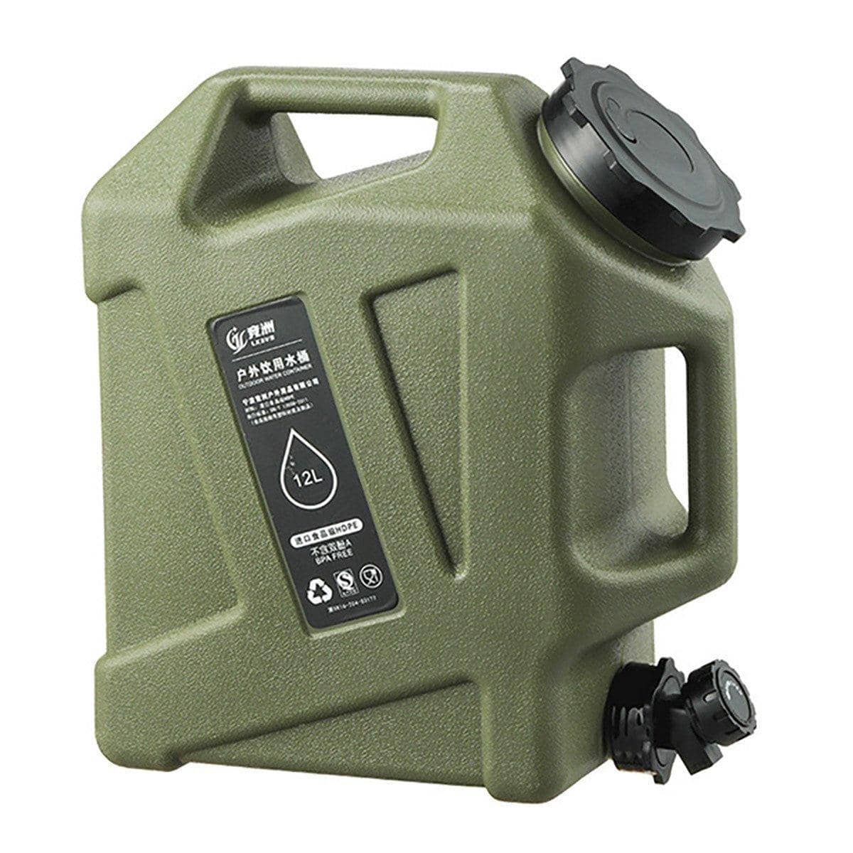 12L Portable Camping Water Storage Bucket Tank - Green