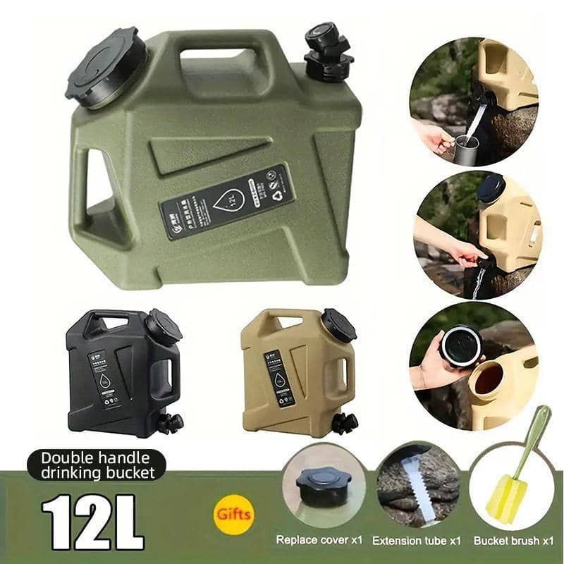 12L Portable Camping Water Storage Bucket Tank - Green - view 2
