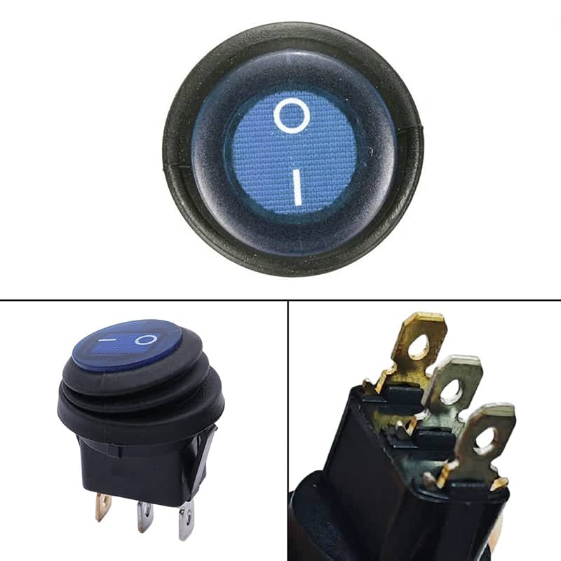 12V 20A Round Waterproof LED Rocker Switch for Cars and Boats, Set of 5 - view 5