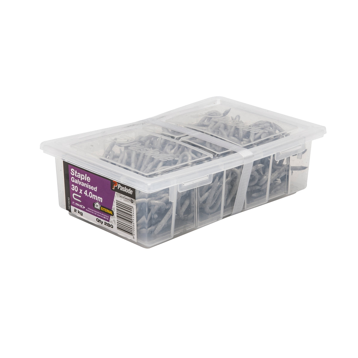 Paslode 30 x 4.0mm Galvanised Staple Nails - 280 Pack, 2kg, Mesh & Cloth