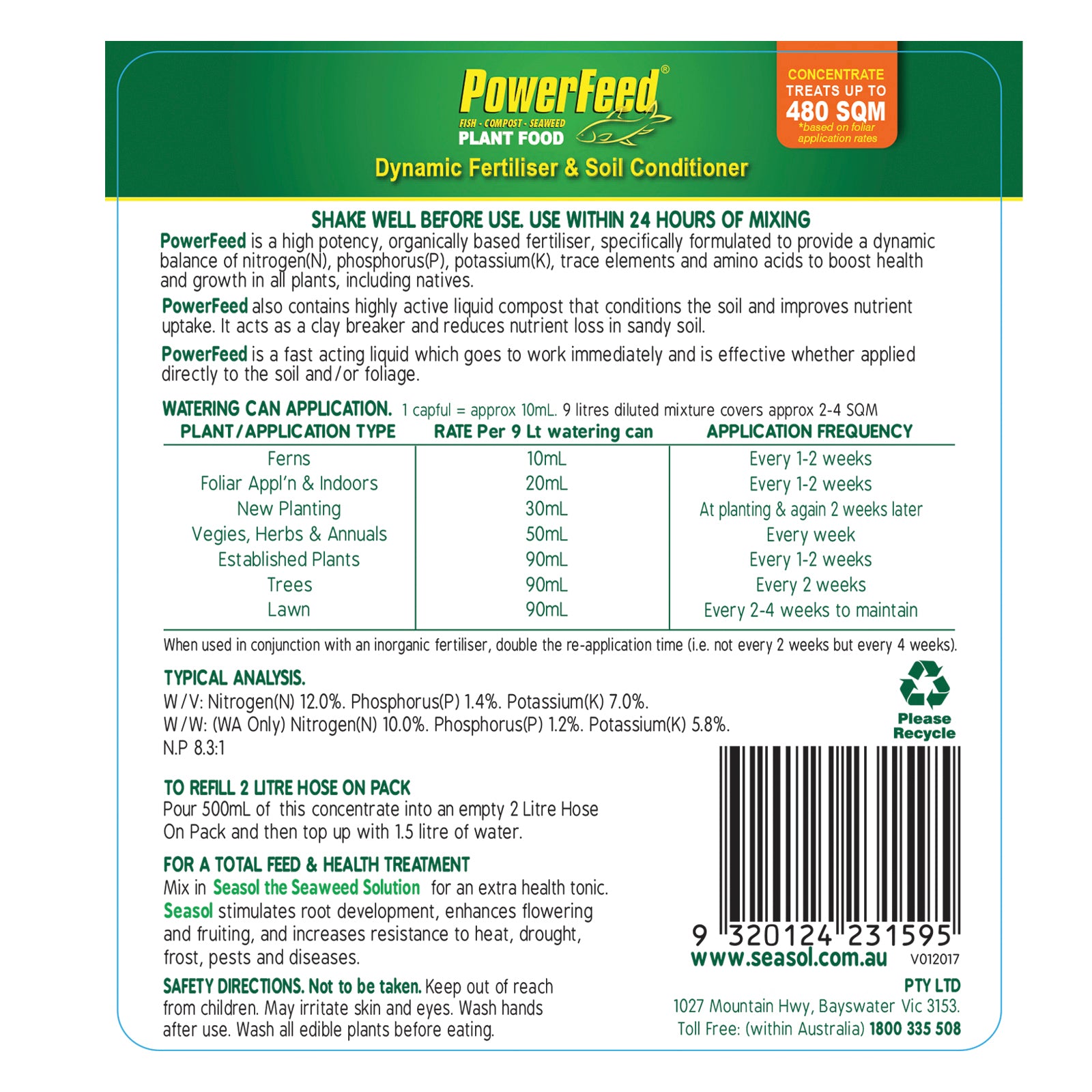 PowerFeed 2.4L All Purpose Liquid Fertiliser & Soil Conditioner Concentrate