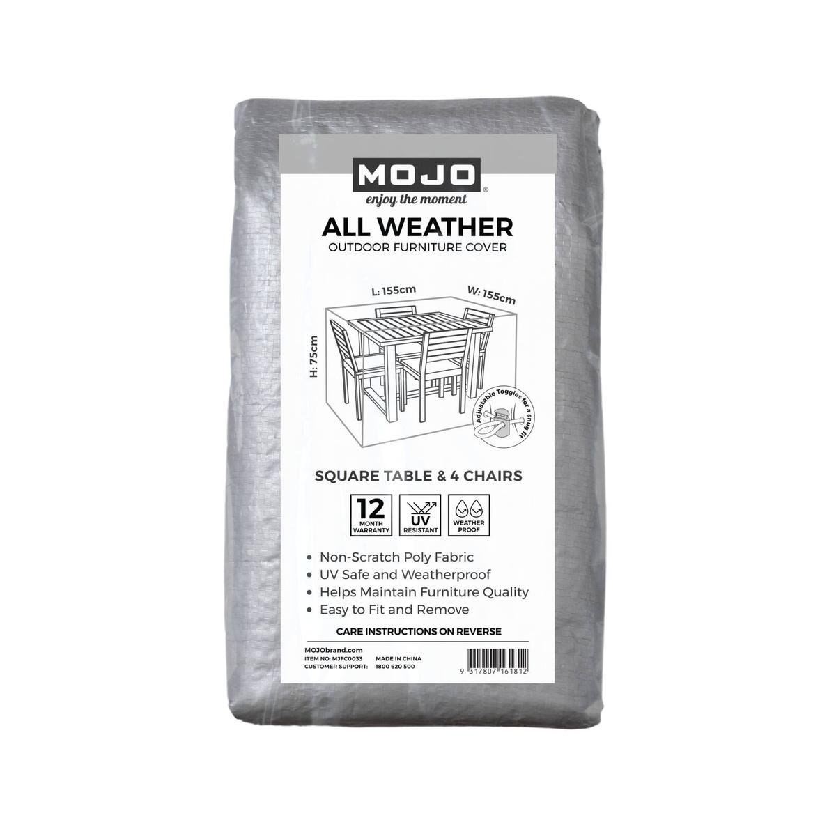 Mojo Square Table and Chairs Outdoor Furniture Cover - 1550mm x 750mm - UV Resistant, Weatherproof - SuperSaverAU - view 1