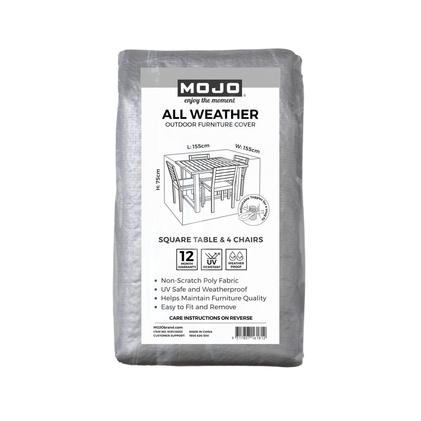 Mojo Square Table and Chairs All Weather Outdoor Furniture Cover UV Resistant