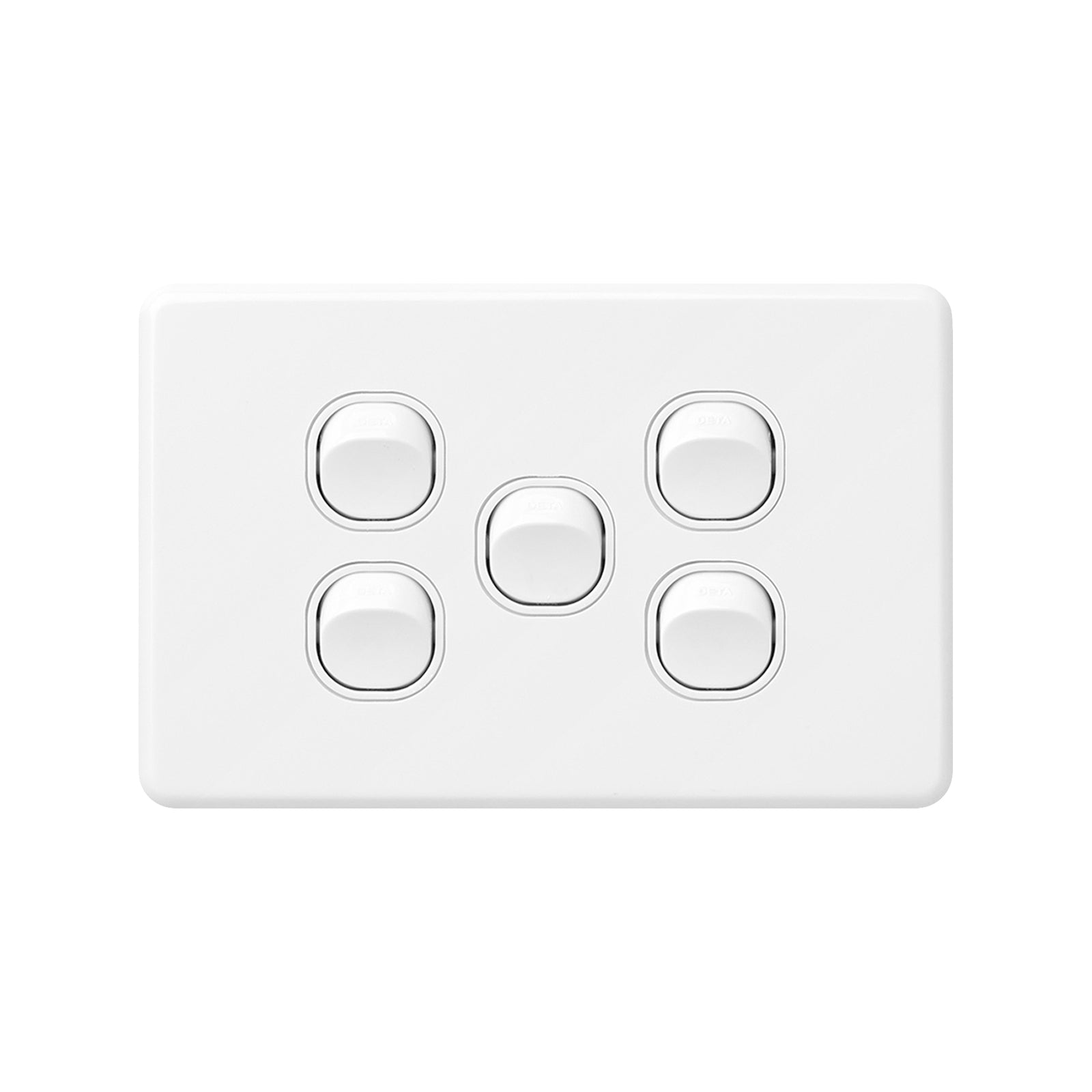 DETA X6 White Five Switch 5 Gang 10A 240V Polycarbonate Indoor 6155B