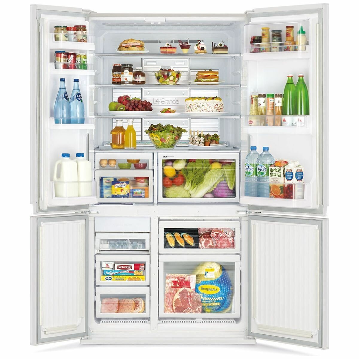 Mitsubishi Electric 635L French Door Fridge - Glacier White, Automatic Ice Maker - MR-LA635ER-GWH-A