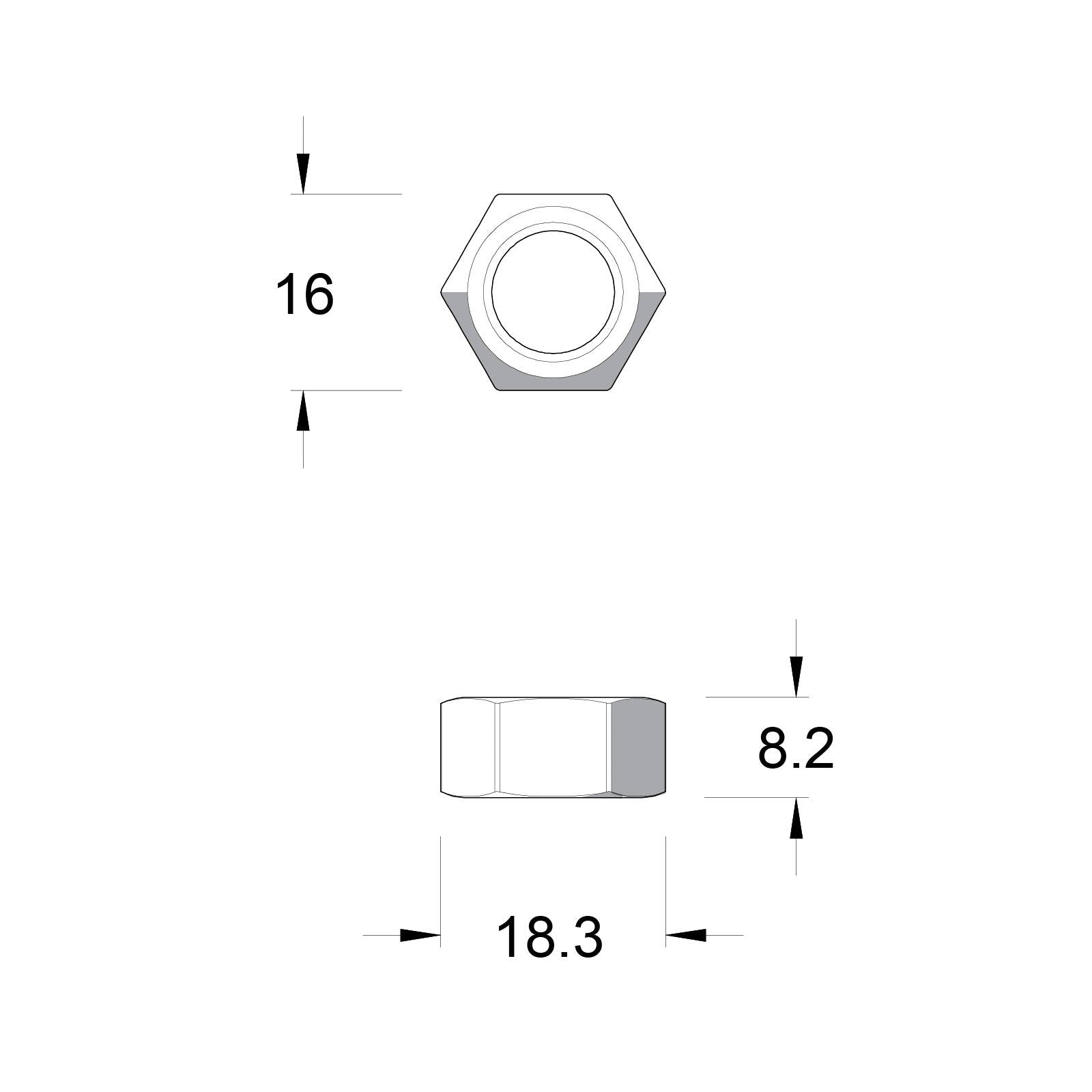 Zenith M10 Zinc Plated Hex Nut - Each