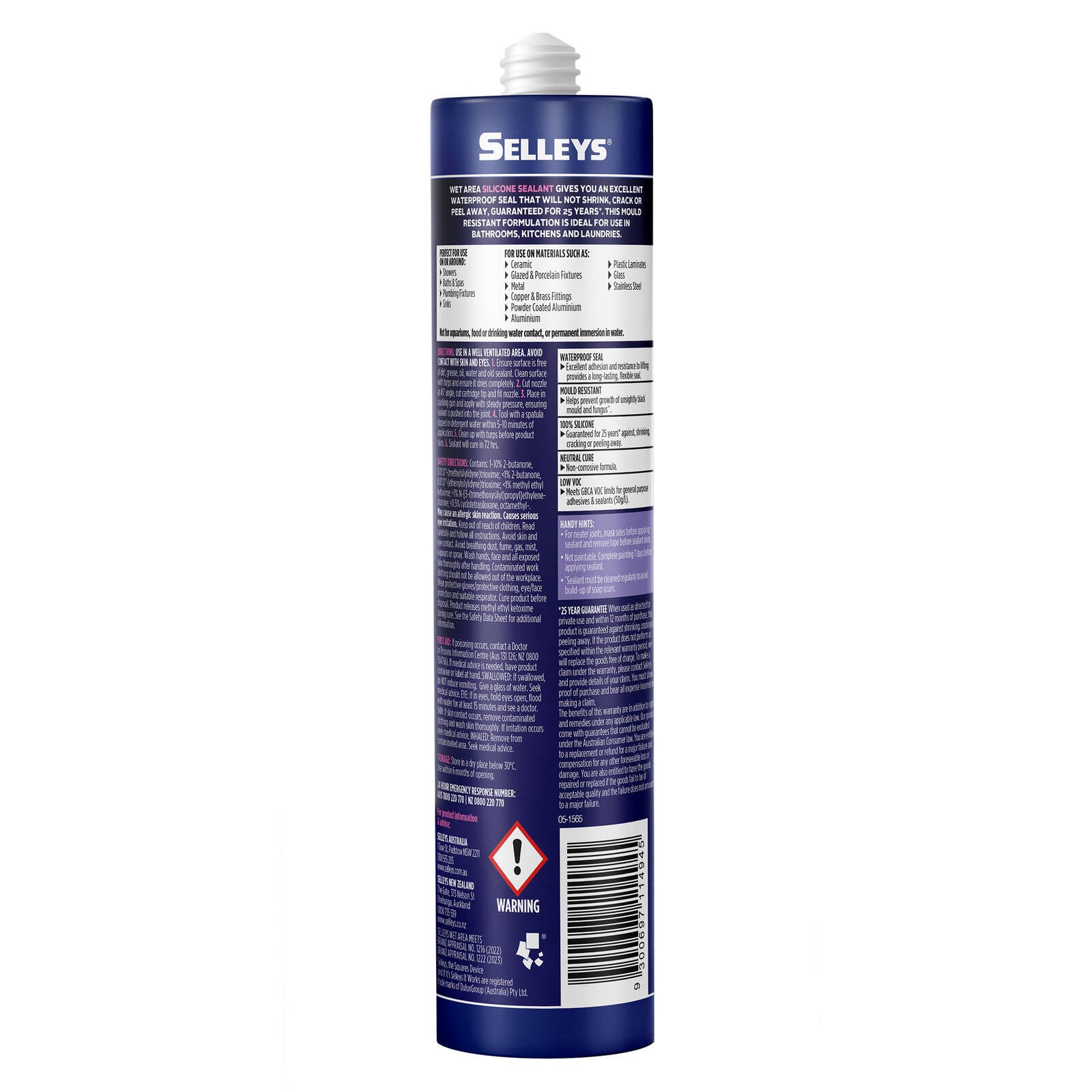 Selleys Wet Area Waterproof Silicone Sealant White 300g
