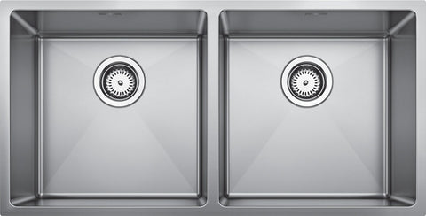 Blanco double bowl undermount sink - 18/10 stainless steel, two 32L bowls, designer waste - QUATR154040IUK5