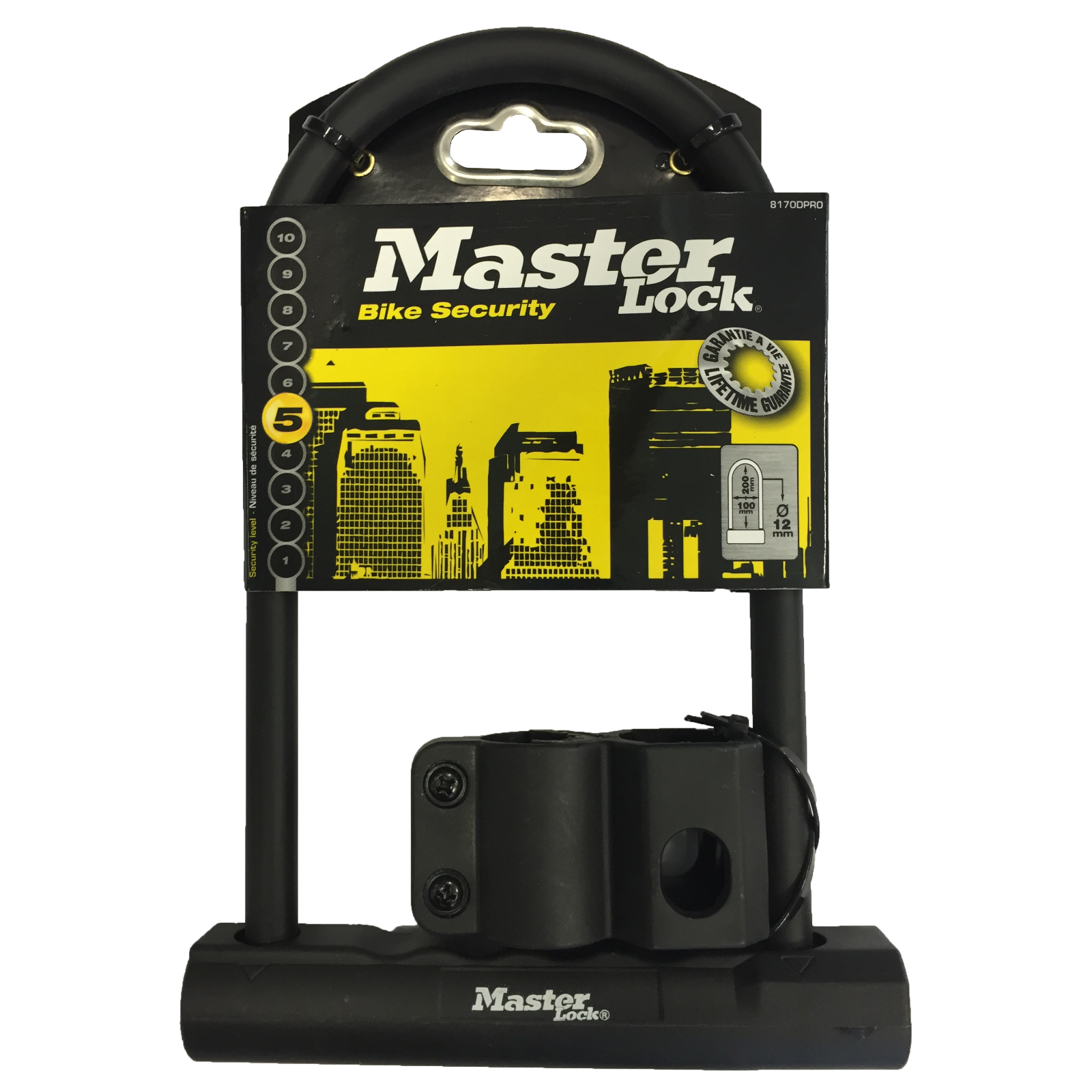 Master Lock 200 x 100 x 12mm U-Bar Bike Lock - Hardened Steel, Weather Resistant