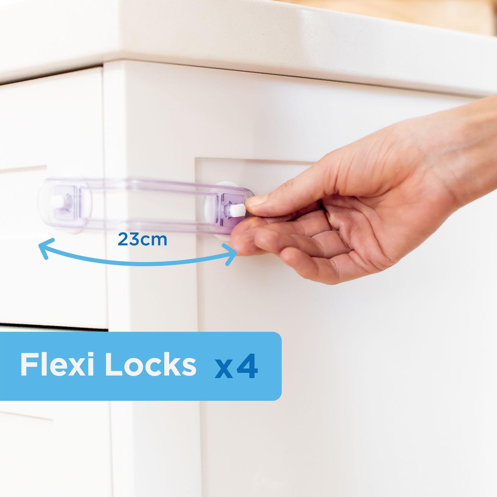 Perma Child Safety Extra Large Adhesive Flexi Locks - 4 Pack