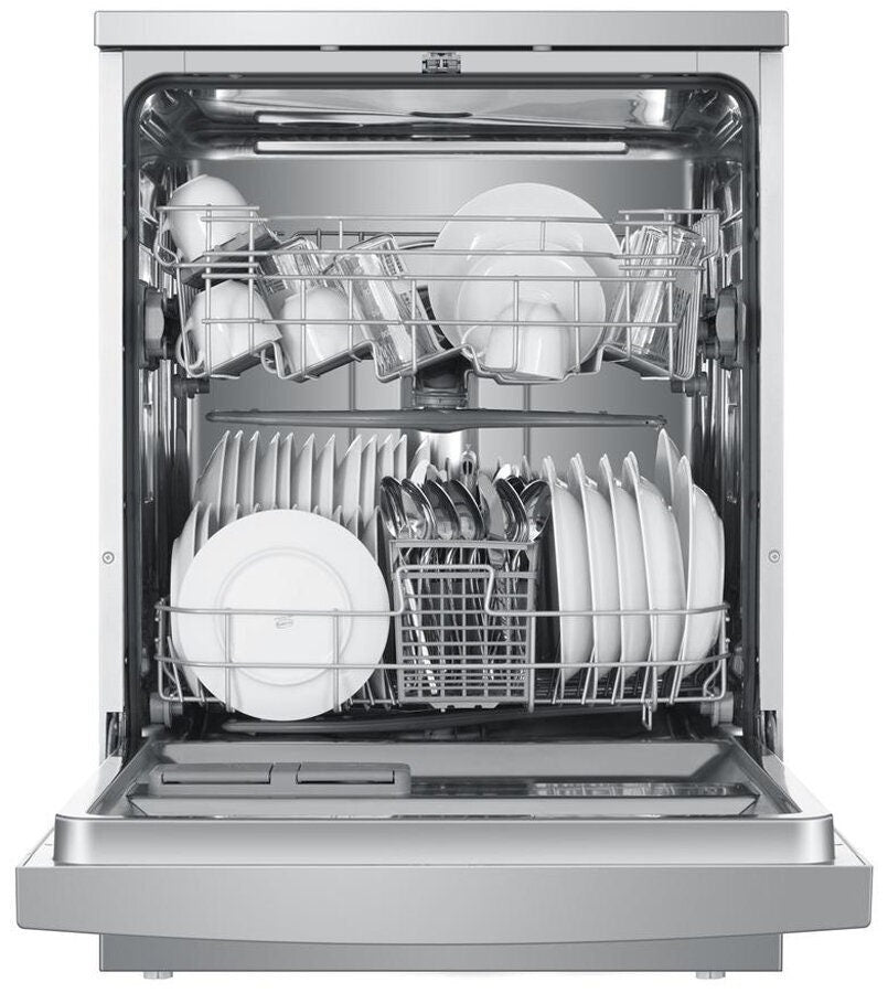 Haier 60cm Freestanding Auto Wash Dishwasher - 13 Place Settings - Silver - Soft Touch Controls - HDW13V1S1