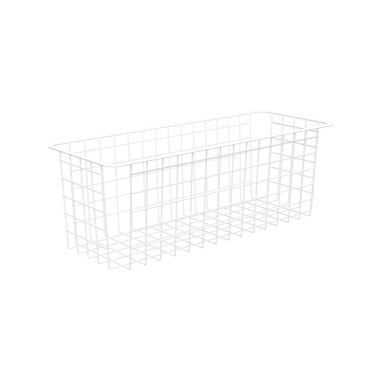 Flexi Storage Home Solutions 205 x 185 x 535mm White 2 Runner Half Width Wire Basket Steel