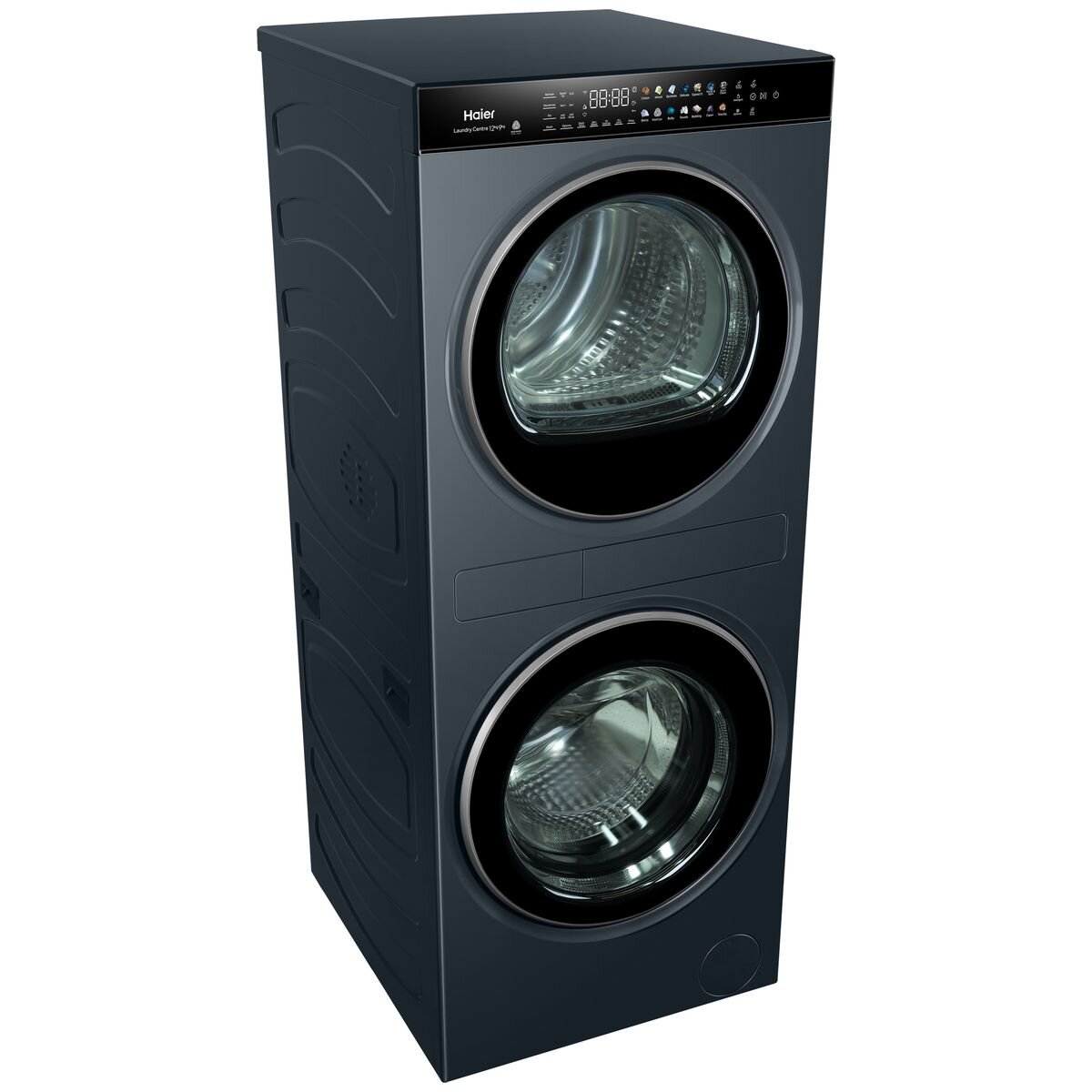 Haier 12kg + 9kg Series 600 Laundry Centre - Stacked Washer and Heat Pump Dryer - Black - HLC1290CTB2