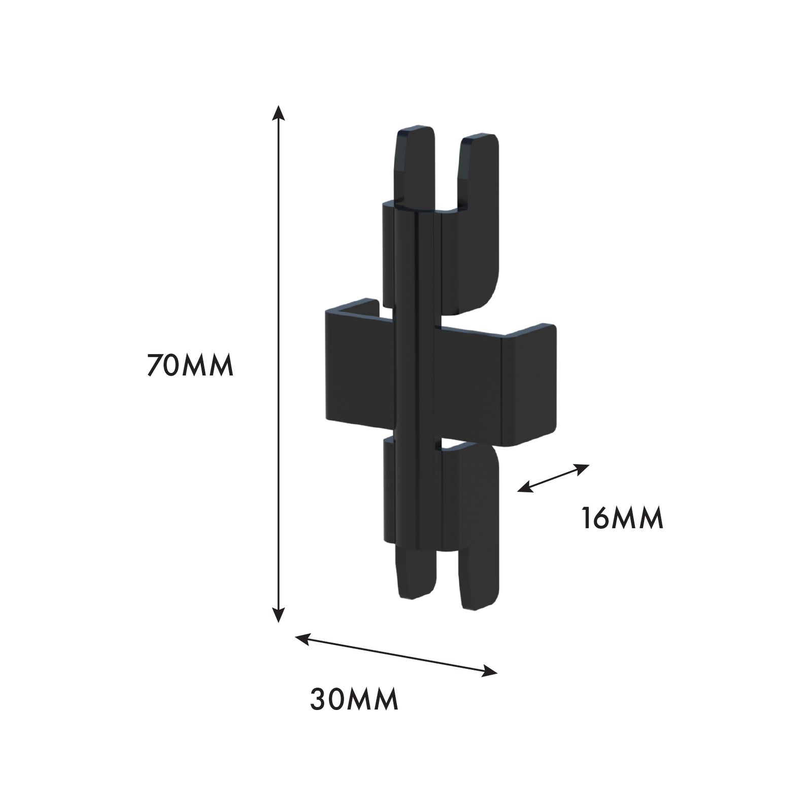 Flexi Storage Home Solutions Double Slot Wall Strip Joiner 2 Pack Black Powder-Coated