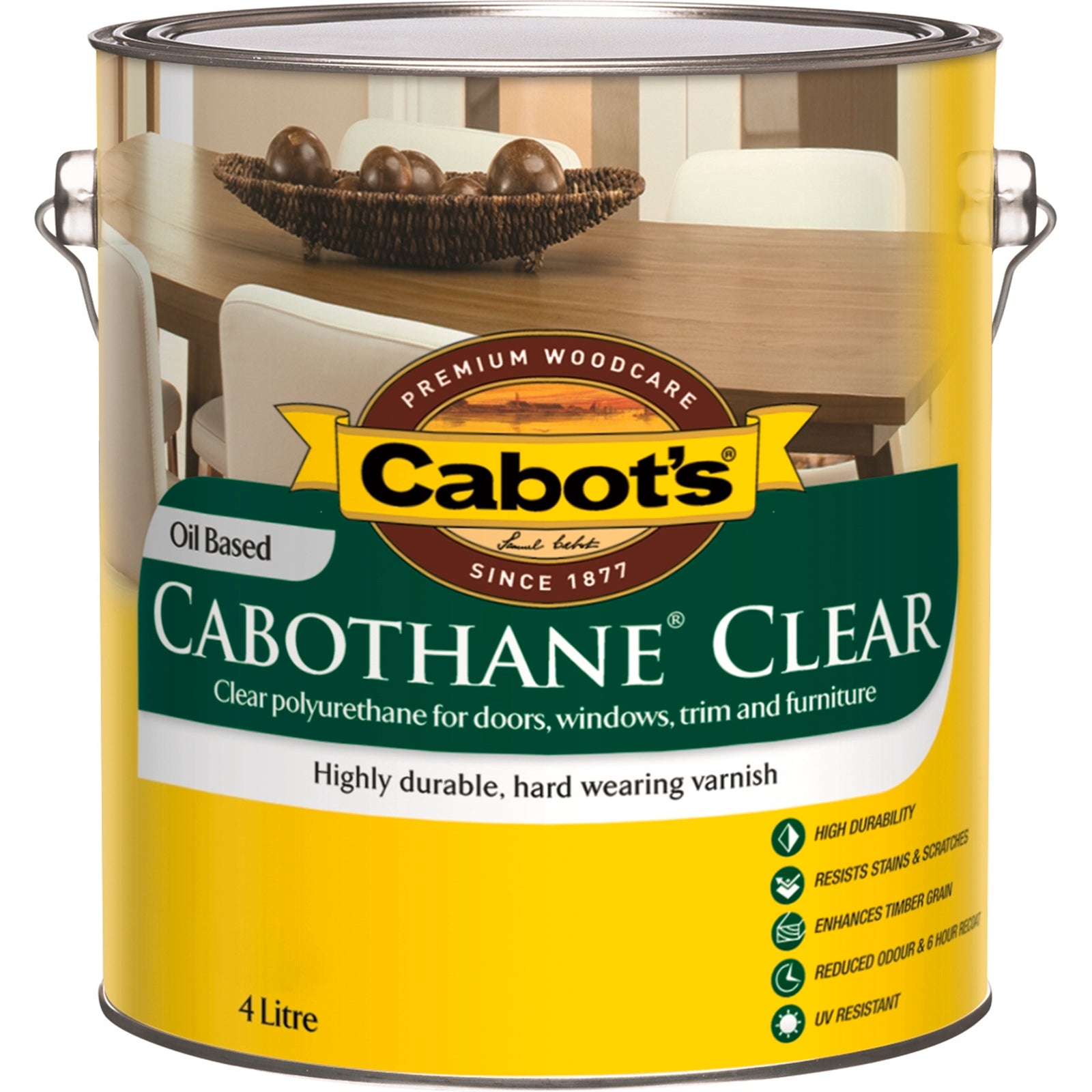 Cabot's Cabothane Clear Oil Based Gloss Polyurethane Timber Varnish 4L