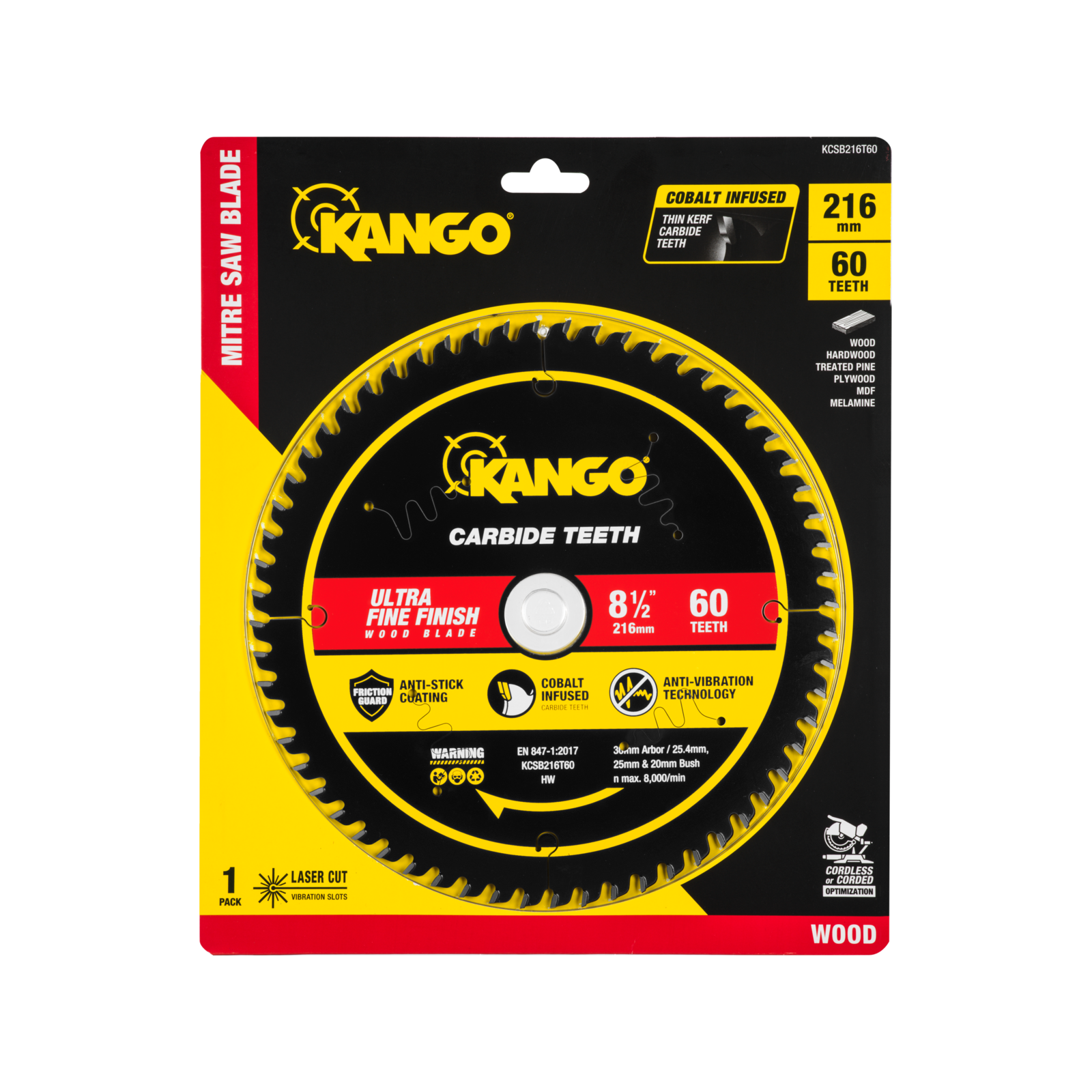 Kango 216mm 60T Wood Mitre Saw Blade KCSB216T60