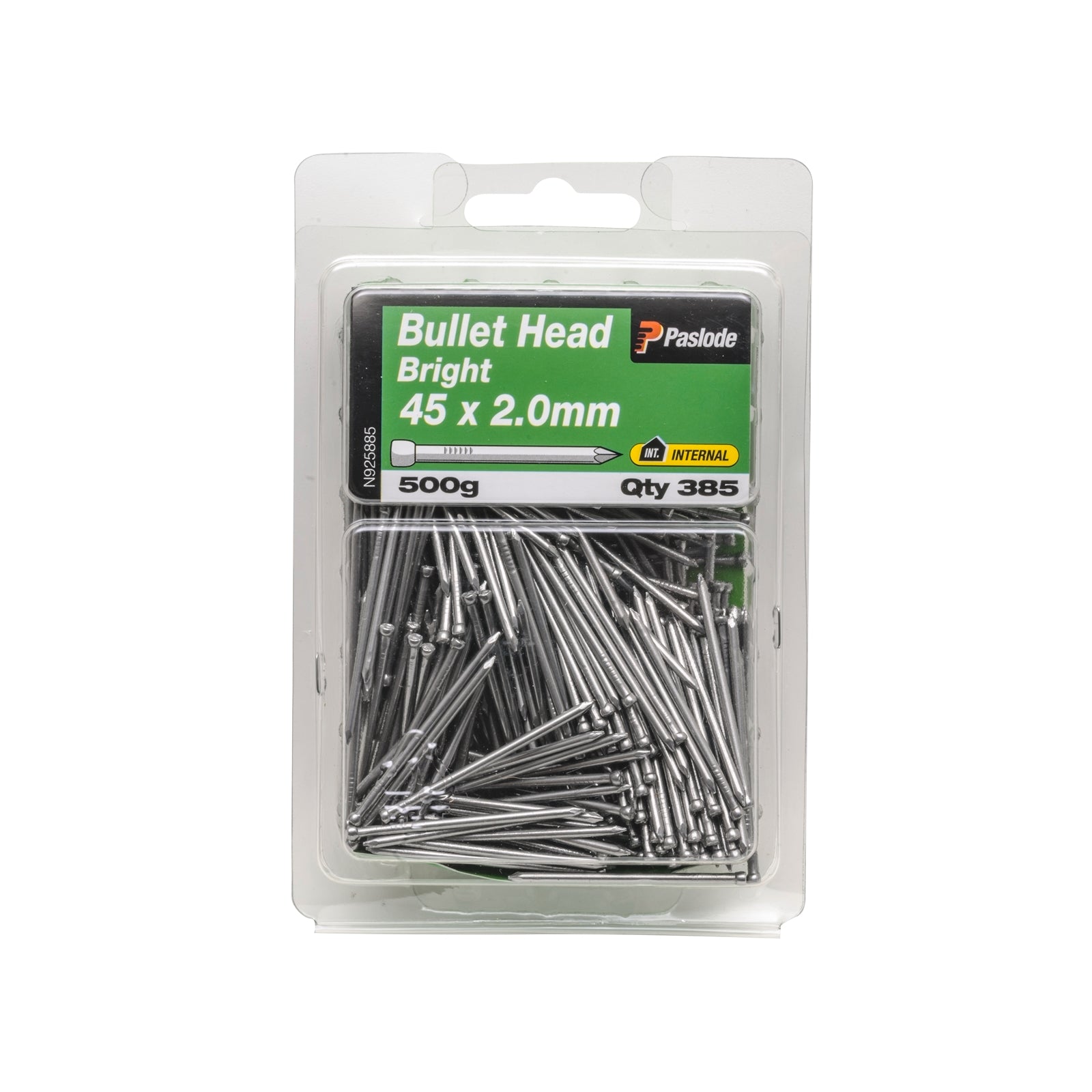 Paslode 45 x 2.0mm Bright Steel Bullet Head Nails - 500g, 385 Pack