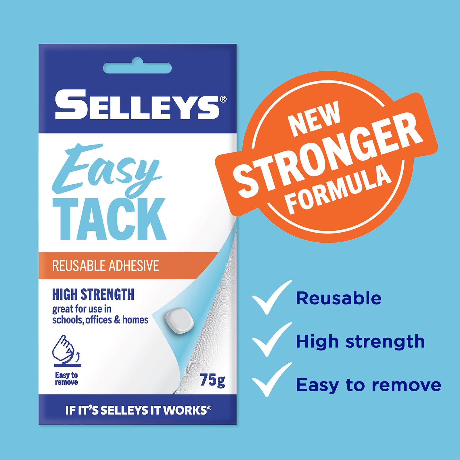 Selleys Easy Tack 75g Reusable Mounting Adhesive, Indoor & Outdoor