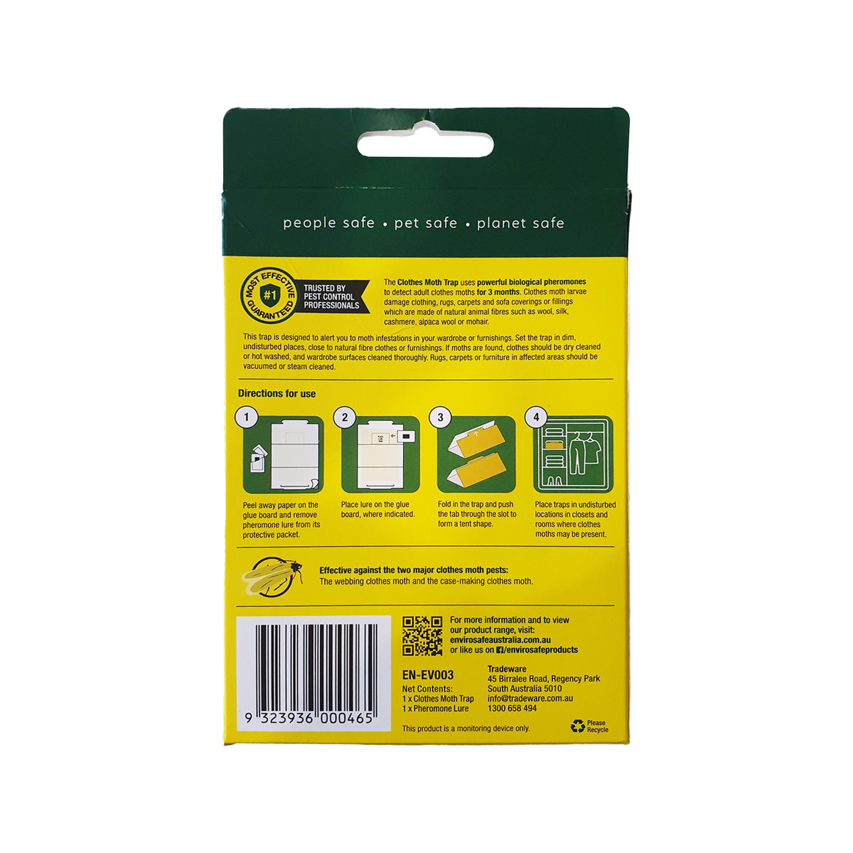 Envirosafe Professional Clothes Moth Trap - 105mm x 160mm - Pesticide-Free - SuperSaverAU - view 2