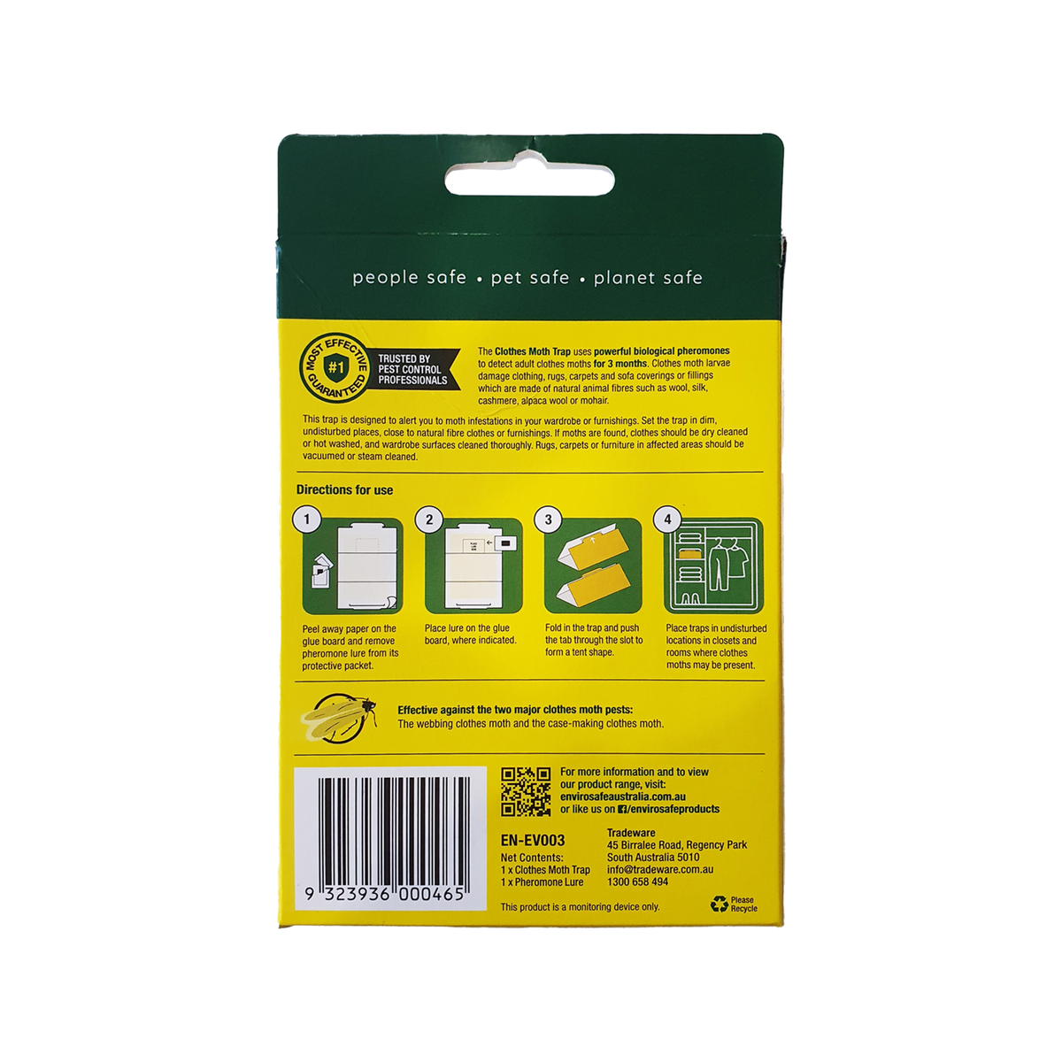 EnviroSafe Professional Clothes Moth Trap Pheromone Glue Trap Indoor