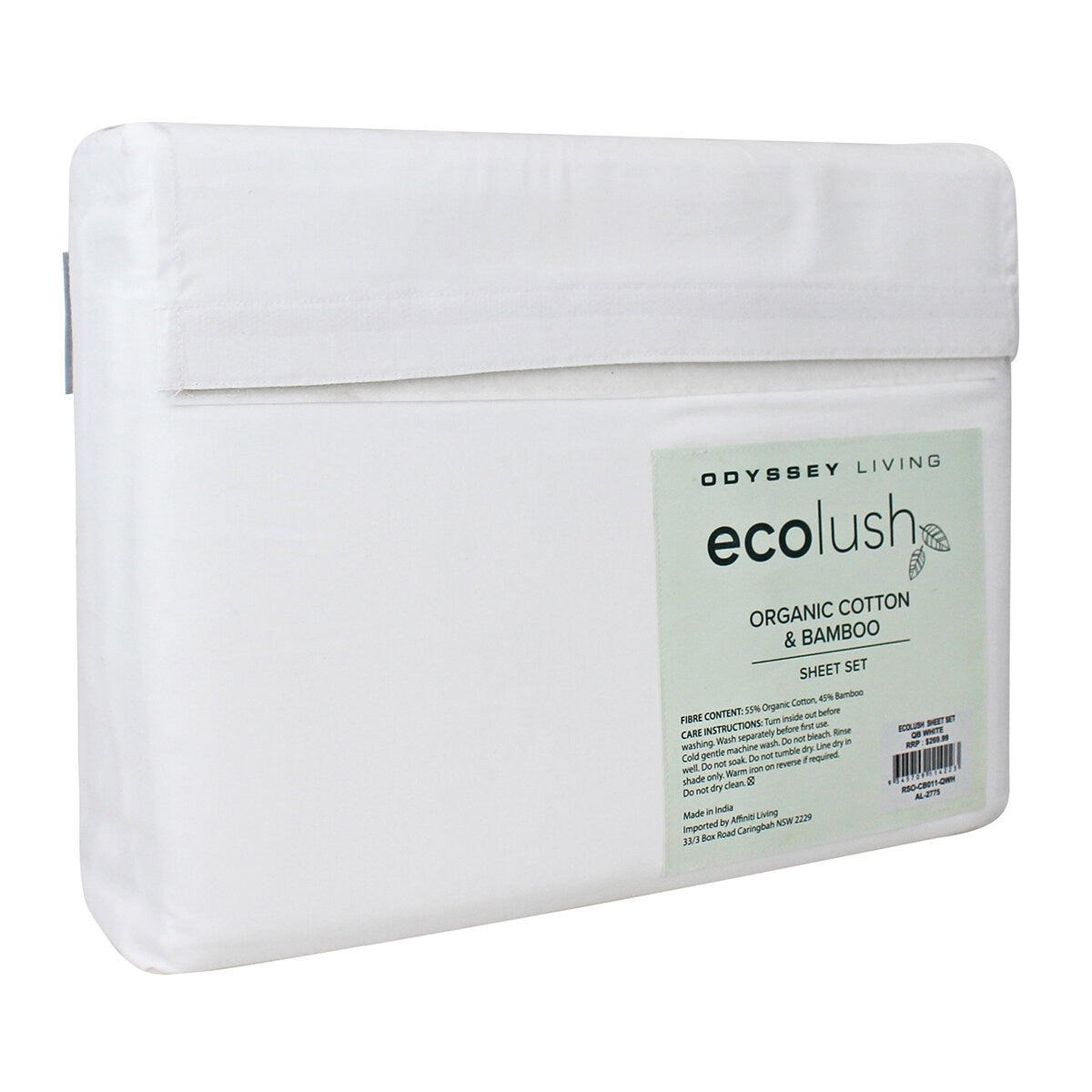 Odyssey Living Eco Lush Organic Cotton And Bamboo King Sheet Set White - SuperSaverAU - view 5