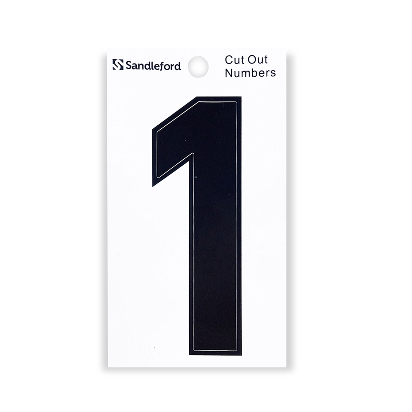 Sandleford 85mm Black Cut Out Self Adhesive House Number 1 - Weather Resistant Gloss