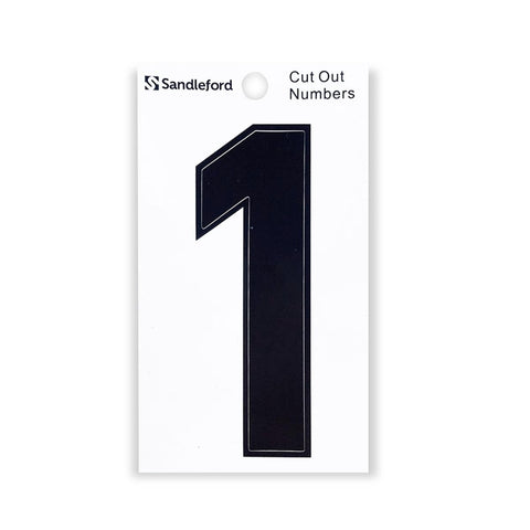 Sandleford 85mm Black Cut Out Self Adhesive House Number 1 - Weather Resistant Gloss