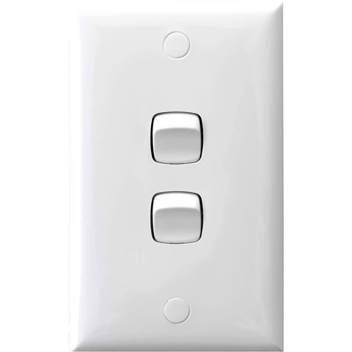HPM 2 Gang Wall Switch 10A Plastic White Standard Size - SuperSaverAU - view 1