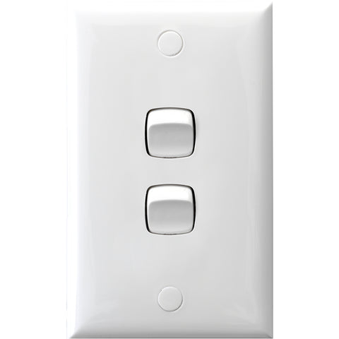 HPM 10A 2 Gang White Wall Switch 240V CD770/2WE