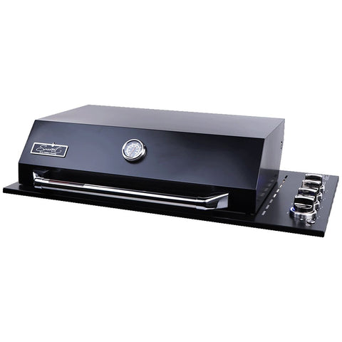 Smart Four Burner Drop-In LPG BBQ - Black, 304 Stainless Steel, Cast Iron Plates, LED Knobs - 4000DGSLBLK