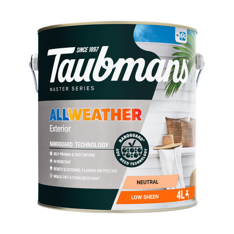 Taubmans 4L Neutral Low Sheen All Weather Exterior Paint Water Based UV Resistant
