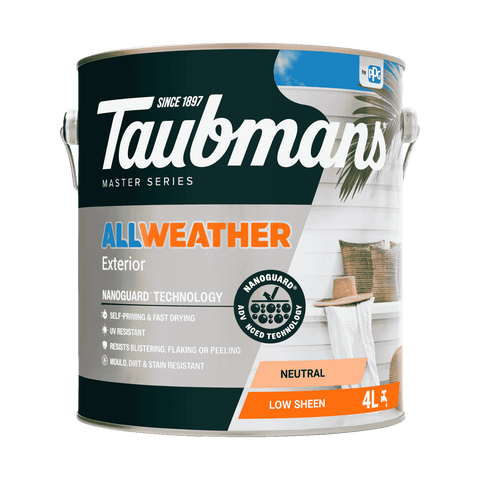 Taubmans 4L Neutral Low Sheen All Weather Exterior Paint Water Based UV Resistant